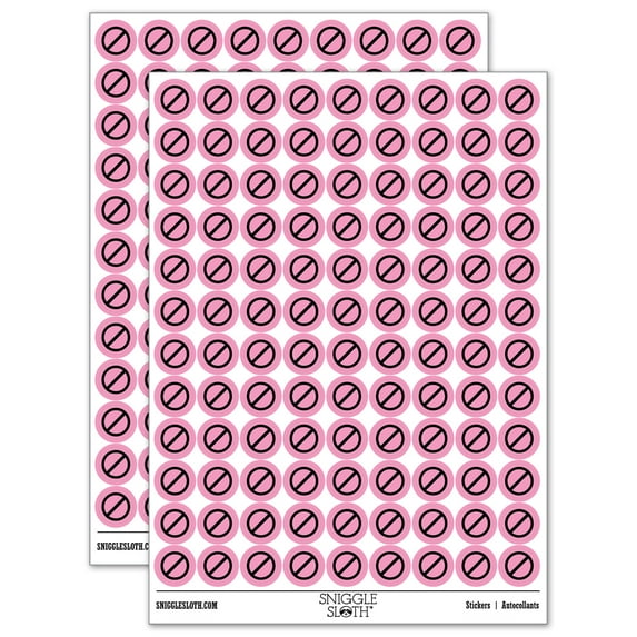 No Do Not Circle Solid 200+ Round Stickers - Light Pink - Gloss Finish - 0.50" Size