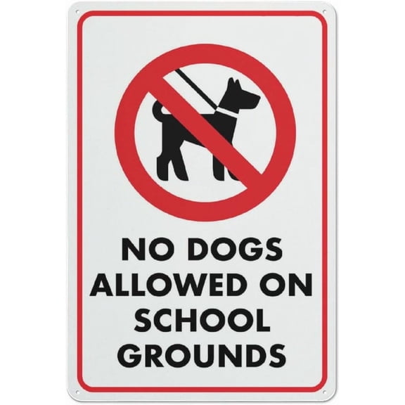 No Dogs Allowed Inside Sign Warning Tin Sign Home Kitchen Farm Garden Garage Wall Decor 12X8Inch