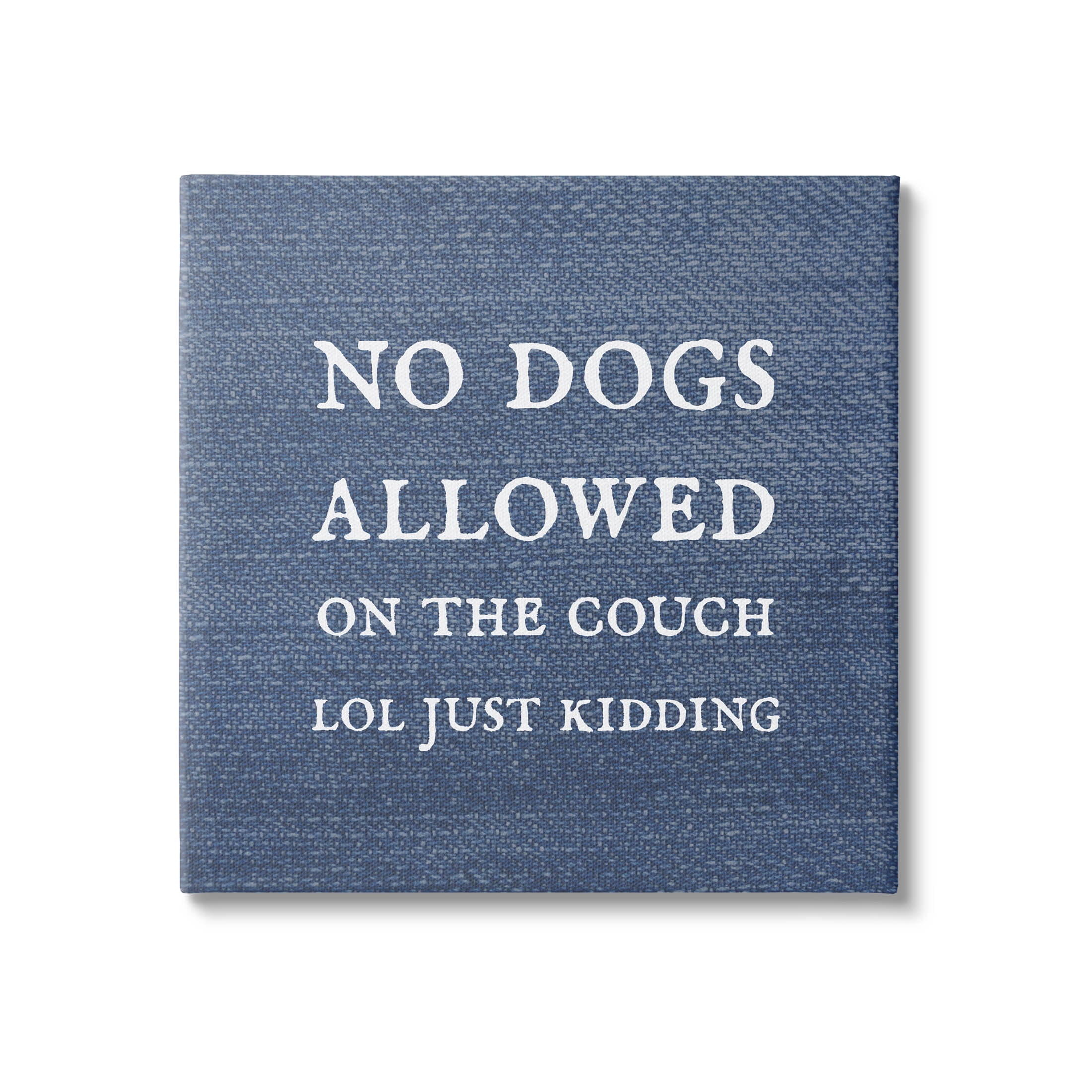No Dogs Allowed Just Kidding Funny Pet Typography Graphic Art Gallery Wrapped Canvas Print Wall Art