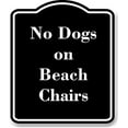 thumbnail image 1 of No Dogs on Beach Chairs BLACK Aluminum Composite Sign 8.5''x10'', 1 of 9