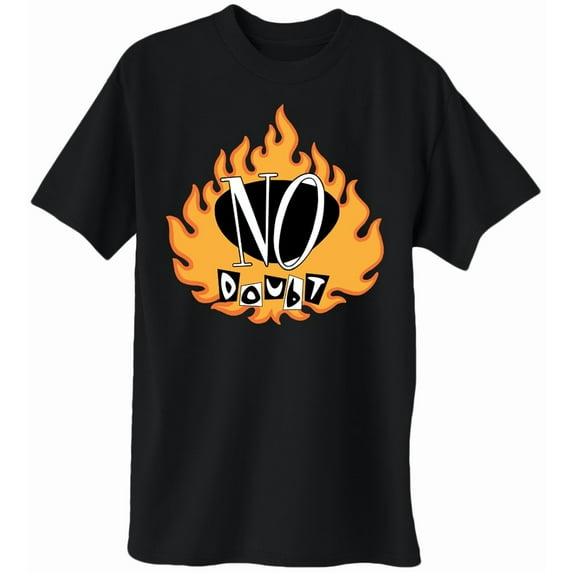 No Doubt Vintage Flame Logo ND Black Adult T-Shirt (X-Large, Black)