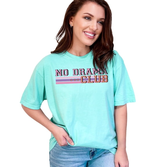 No Drama Club, Chalky Mint Comfort Colors T-Shirt, Medium
