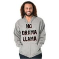 thumbnail image 1 of No Drama Llama Alpaca Chill Relaxed Unisex Fleece Graphic Zip Up Hoodie Brisco Brands 5X, 1 of 5