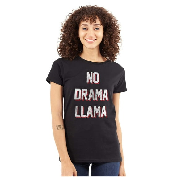 No Drama Llama Alpaca Chill Relaxed Womens Slim Fit Graphic Tee Brisco Brands L