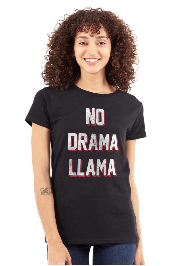 No Drama Llama Alpaca Chill Relaxed Womens Slim Fit Graphic Tee Brisco Brands L