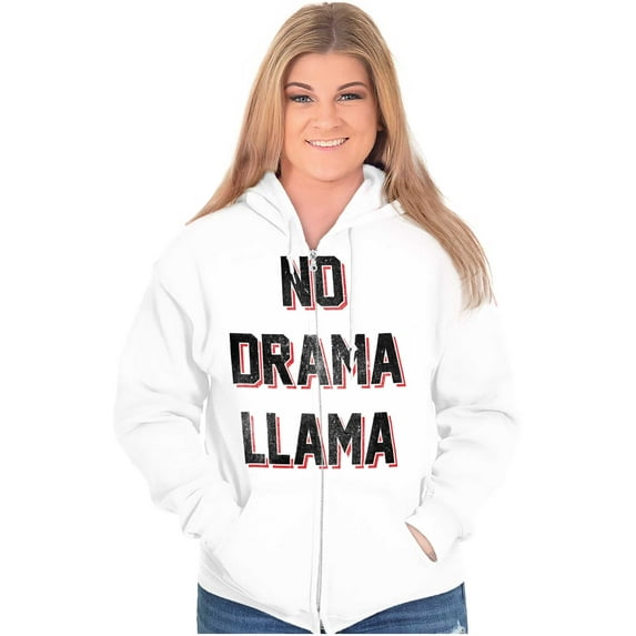 No Drama Llama Alpaca Chill Relaxed Zip Up Hoodie Men's Women's Brisco Brands L
