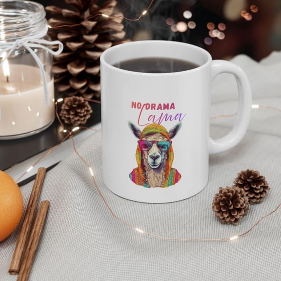 No Drama Llama Ceramic Mug Funnlama Gift.