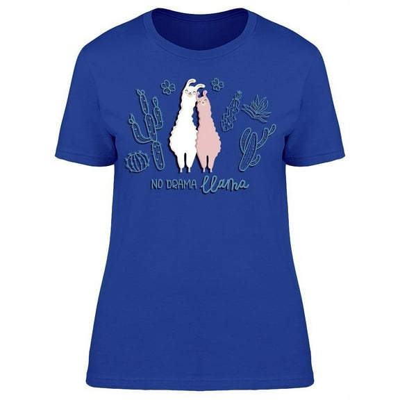 No Drama Llama Couple And Cacti T-Shirt Women -Image by Shutterstock, Female Medium