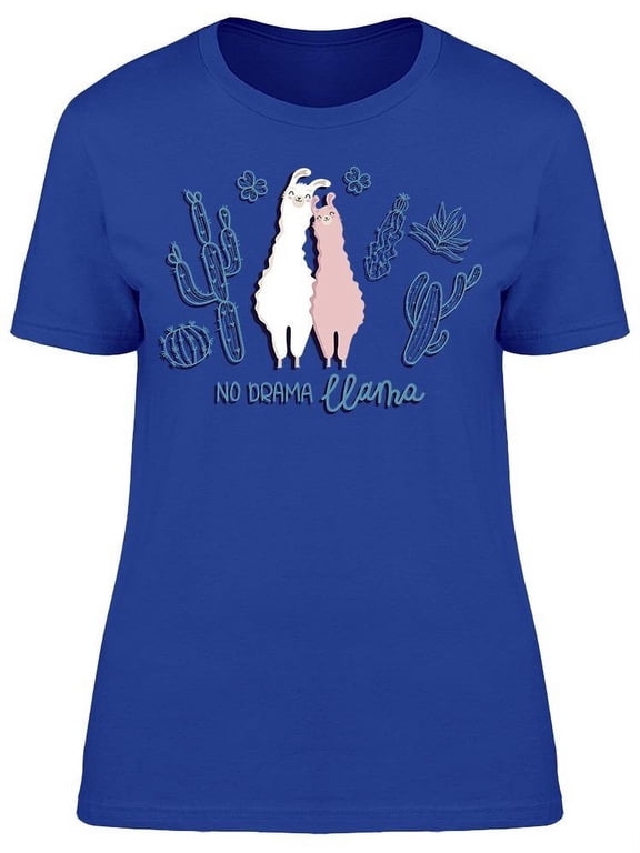 No Drama Llama Couple And Cacti T-Shirt Women -Image by Shutterstock, Female Medium