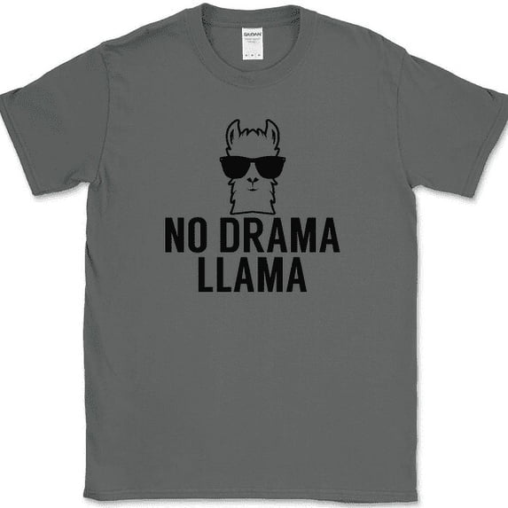 No Drama Llama T-Shirt Funny Chill Peace Humor Novelty Tee - Charcoal, L