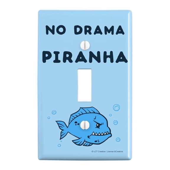 No Drama Piranha Fish Funny Humor Plastic Wall Decor Toggle Light Switch Plate Cover