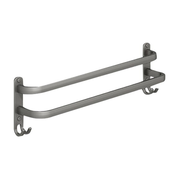 No-Drill 2-Rod Bathroom Towel Rack 2-Tier No Punching Required Wall Mount Towel Hanging Rack 2-in-1 Dual Rod Towel Bar for Bathroom, 30cm/40cm/50cm