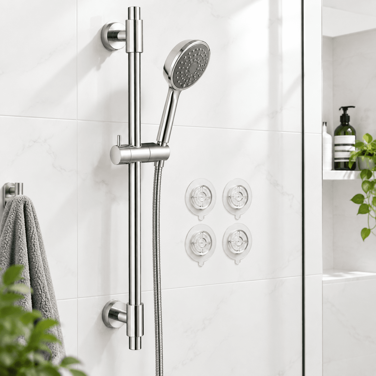 No Drill 30-inch Shower Slide Bar With Adjustable Handheld Head Holder ...