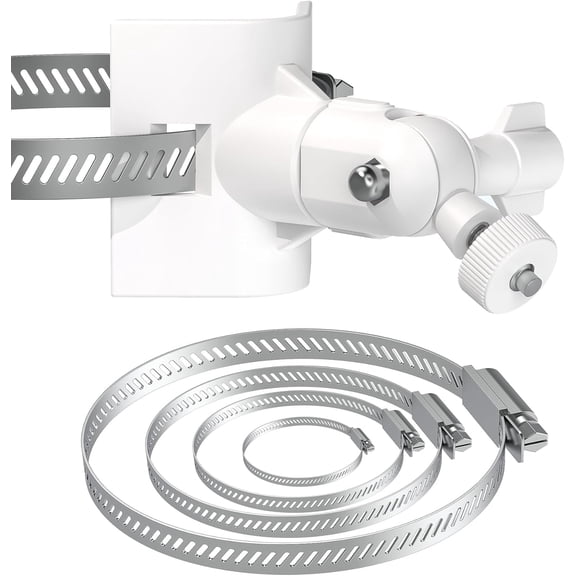 No-Drill 360 Stainless Clamp Mount Universal Adjustable Bracket for Reolink, Nest, Arlo, Eufy, Wyze & More Outdoor Security Cameras (white)