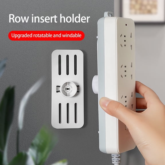 No-Drill Adhesive Power Strip Holder, Removable Wall Mount Socket Organizer for Home Cable Storage
