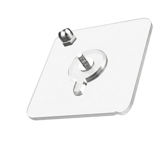 No Drill Adhesive Wall Hooks, Adhesive Wall Hooks Heavy Duty, 6X6inThick Acrylic, 0.63inExposed Screw, Nail Free Picture Hangers, Clear Square, 1 Pc