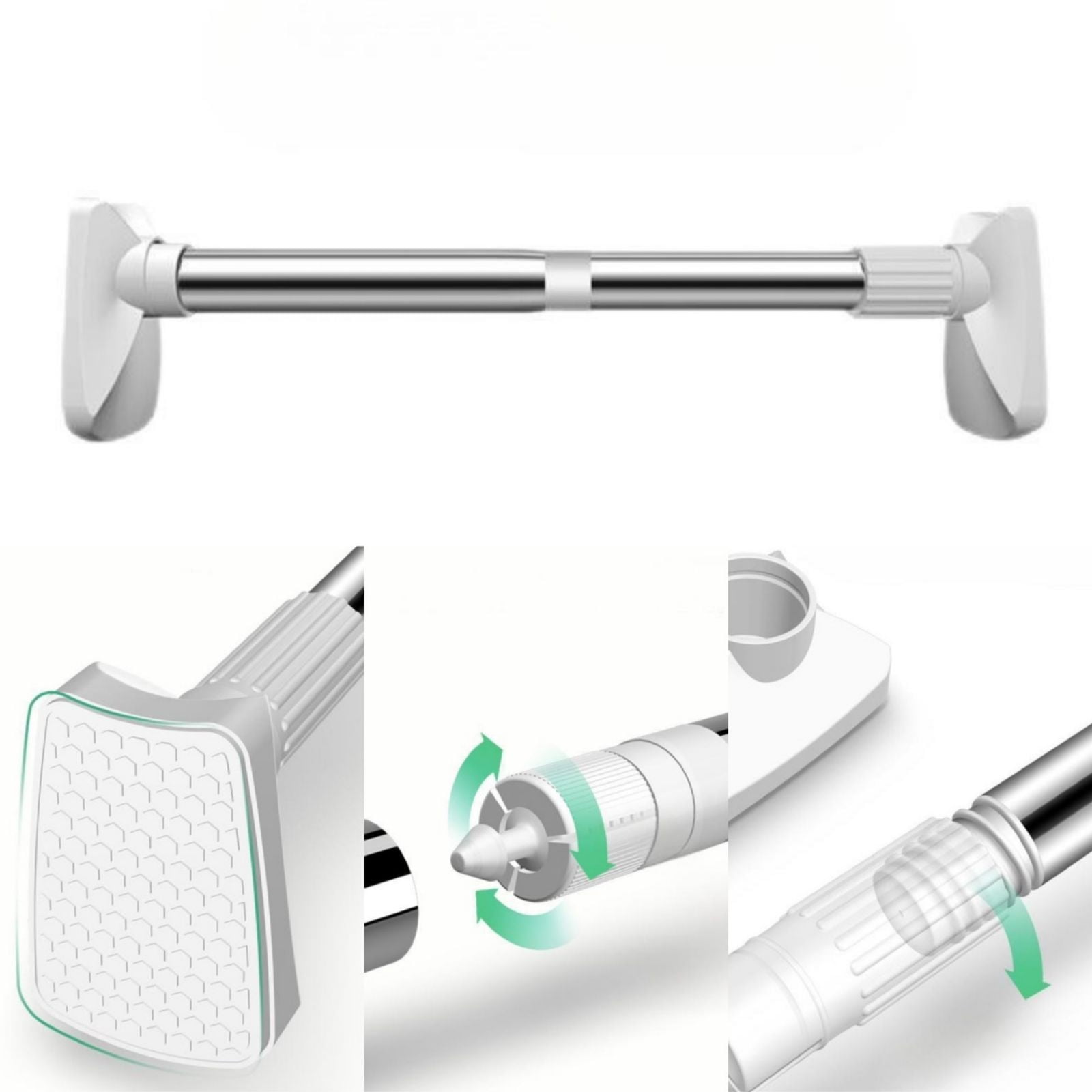 No Drill Adjustable Clothes Rod Curtain Pole Shower Curtain Rod