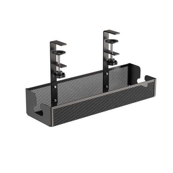 No Drill Adjustable Under Desk Cable Management Tray Metal Wire Cord Organizer Clamp-On Wire Storage Rack