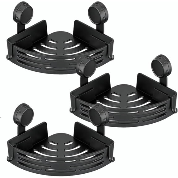 No-Drill Bathroom Corner Shelf, 3 Tier Corner Shelf Bathroom, Suction Cup Corner Shower Shelf, Wall Mounted Storage Rack for Bathroom & Kitchen