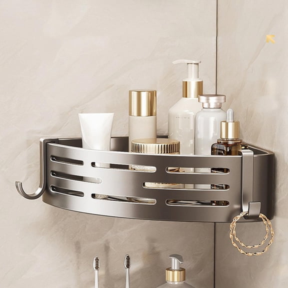 No-Drill Bathroom Corner Shelf - Triangle Shower Organizer, Adhesive Wall-Mounted Storage Rack for Toiletries, Rust-Resistant Bathroom Shelf