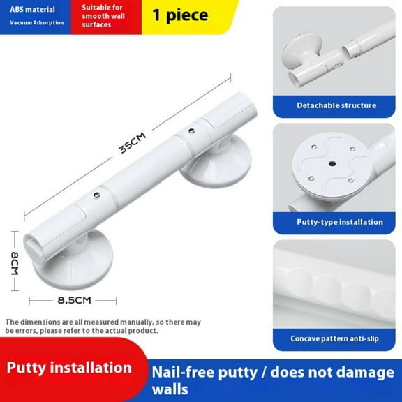 No Drill Bathroom Grab Bar for Elderly Non Slip Safety Handle Toilet Suction Rail