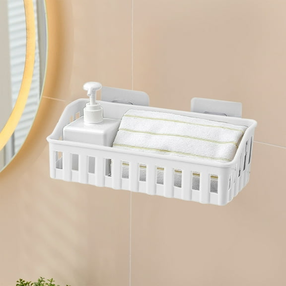 No-Drill Bathroom Hanging Shelf - White/Coffee/Gray, Size 27x11x9cm - Shower Organizer for Shampoo, Soap, and Toiletries Storage
