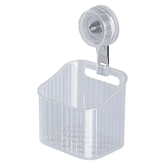 No-Drill Bathroom Suction Storage Box, 2026 New Bathroom Suction Storage Box, Heavy Duty Strong Load-Bearing Suction Cup Storage Rack with Drain Holes, Kitchen Organizer, 1 Pcs, 4.13x3.14x8.03"