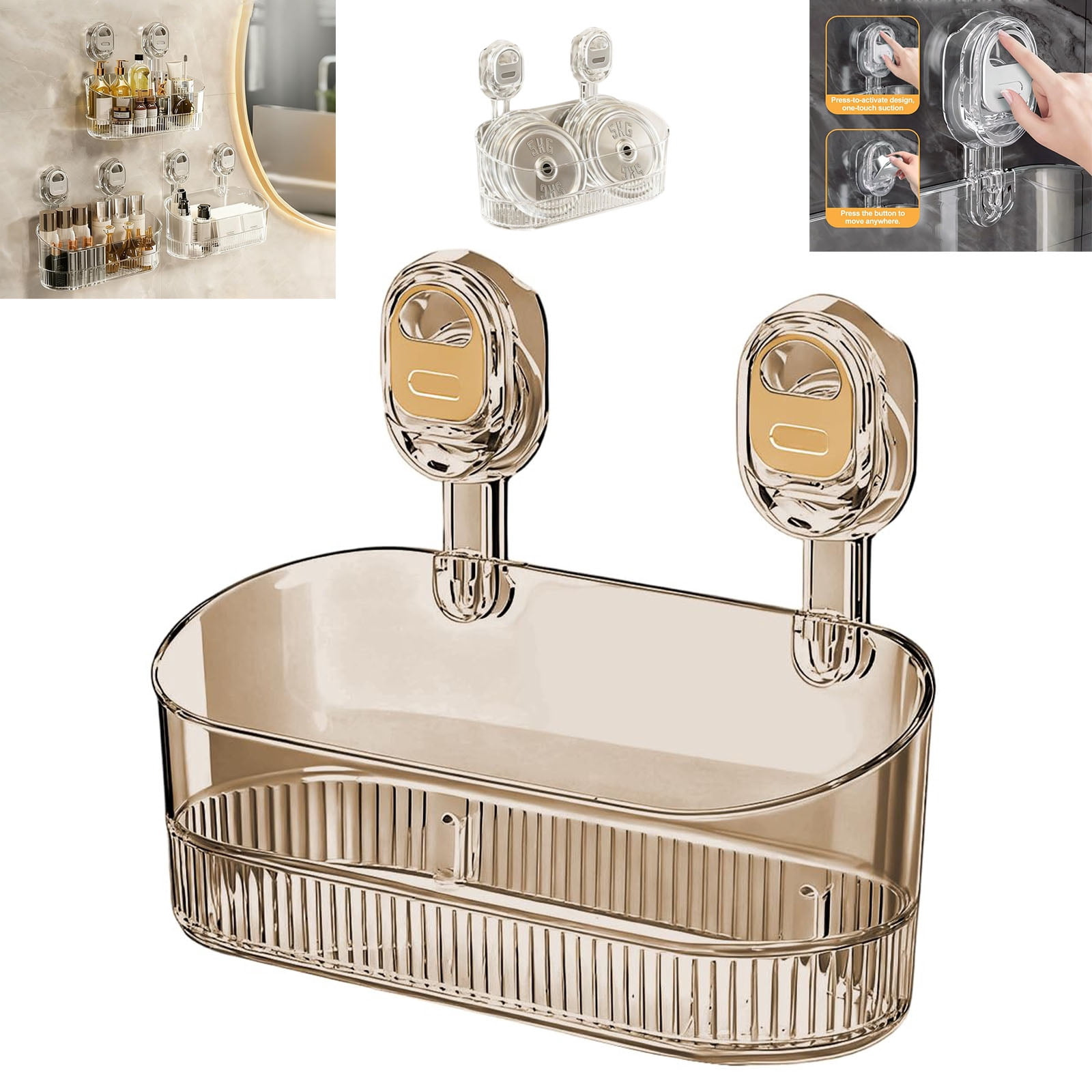 Suction Storage No-Drill Bathroom Suction Storage Box, 2026 New Large Capacity Strong ...