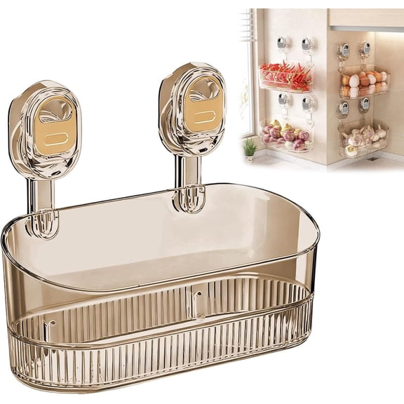 No Drill Bathroom Suction Storage Box, 2026 New Transparent Shower Shelf, Easy Tool-Free Installation Storage Caddy for Shower, Kitchen and Home.