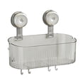 thumbnail image 1 of No-Drill Bathroom Suction Storage Box, Clear Acrylic Wall Mounted Organizer with Hooks, Removable Shower Caddy for Toiletries, 1-Pack, 1 of 7