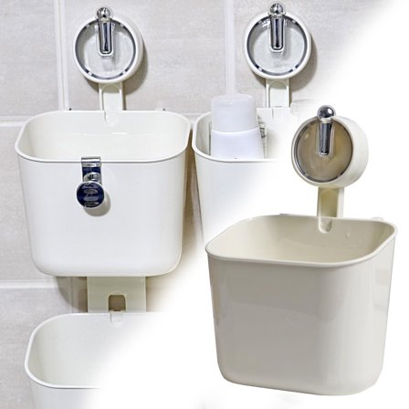 No-Drill Bathroom Suction Storage Box, Corrugated Suction Cup Rack for Shower, Toiletries & Kitchen, Flexible & Powerful Storage Organizer