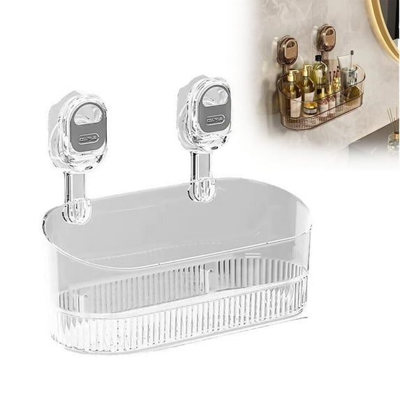 No-Drill Bathroom Suction Storage Box, Corrugated Suction Cup Storage Rack,Wall-Mounted Suction Cup Shelves for Easy Bathroom Organization,Large Capacity & Strong Load-Bearing