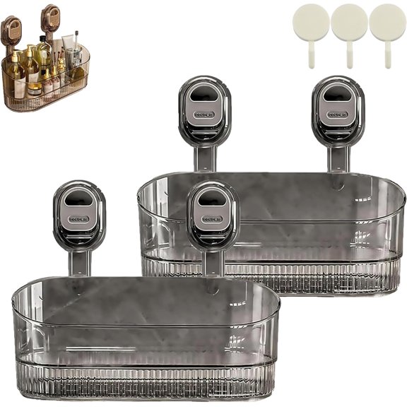 No-Drill Bathroom Suction Storage Box – Heavy Duty & Extra Sturdy, High Capacity with Bottom Drainage, Easy to Remove, Secure Suction That Won’t Fall, Wide Open Design for Convenient Use