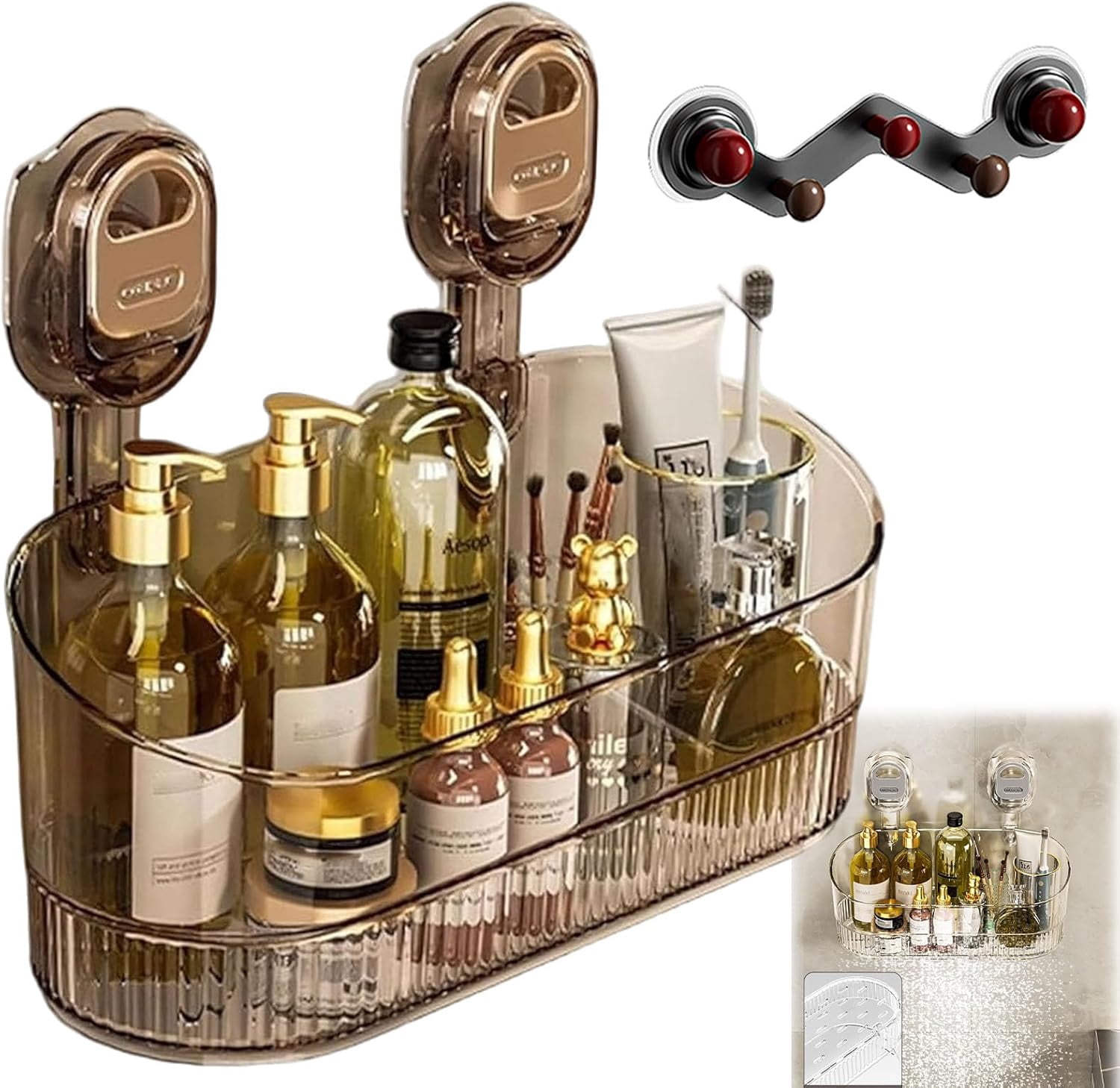 Suction Storage No-Drill Bathroom Suction Storage Box – Large Capacity & Strong Load ...
