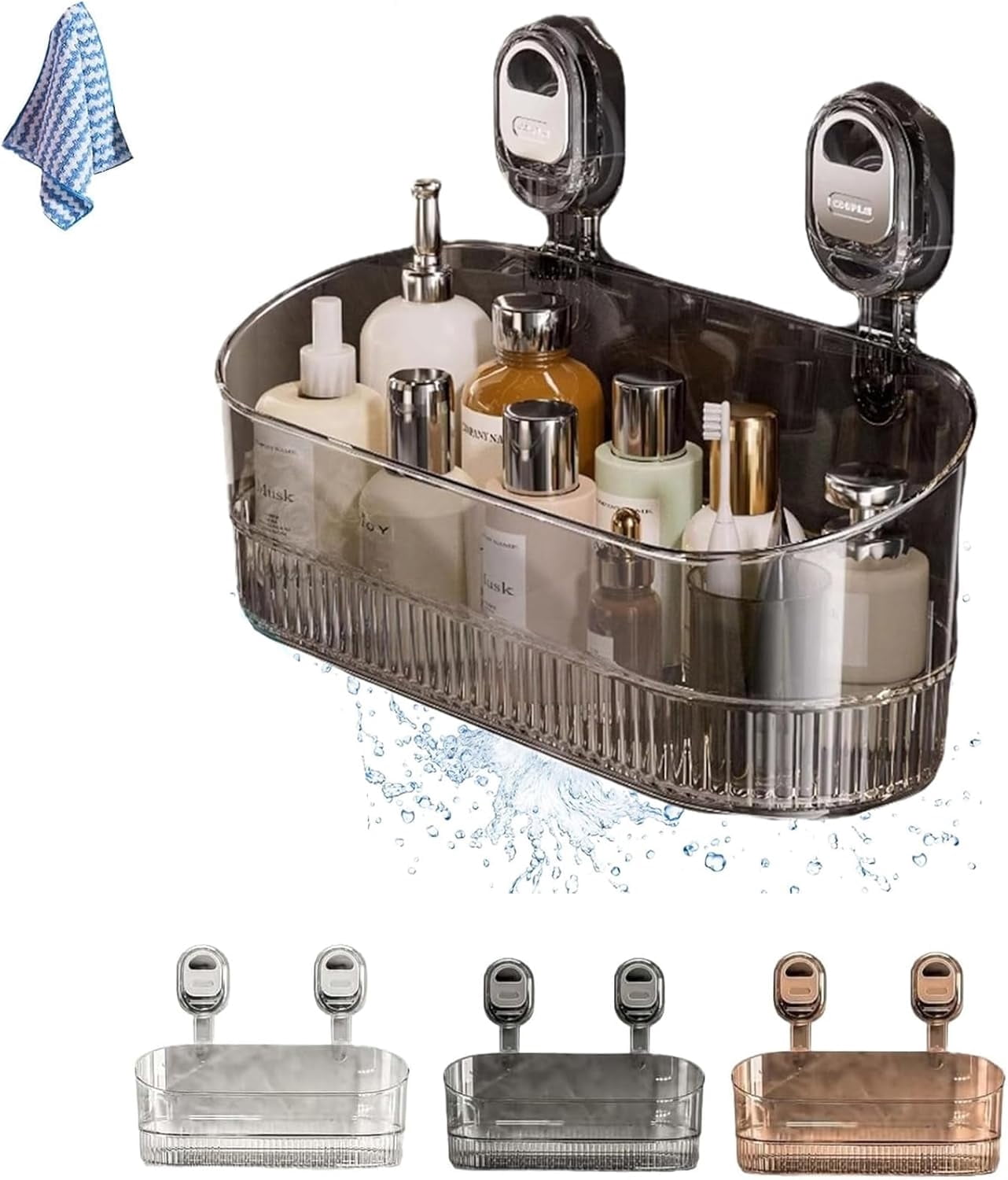Suction Storage No-Drill Bathroom Suction Storage Box – Large Capacity & Strong Load ...