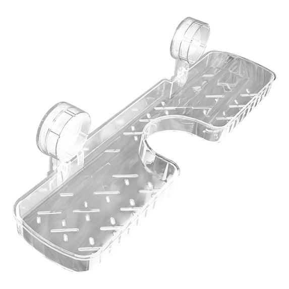 No-Drill Bathroom Suction Storage Box Large Capacity Strong Load-Bearing Glacier Pattern Suction Cup Shower Caddy Hanging Shower Shelf Heavy Duty Organizer Shelves with Drain Hole(Clear,15x4x4")