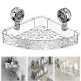 thumbnail image 1 of No-Drill Bathroom Suction Storage Box Suction Cup Shower Shelf Shampoo Holder Shower Caddy Shower Organizer Bathroom Caddy Organizer Corner Bathroom Shelf Corner Shower Caddy Clear Fan-shaped, 1 of 9