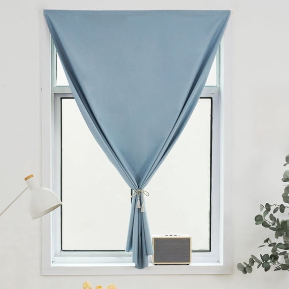 No Drill Blackout Curtain 47.24W x 78.74L Inch Self Adhesive Window Curtain with Tassel Tie Back for Bedroom Living Room
