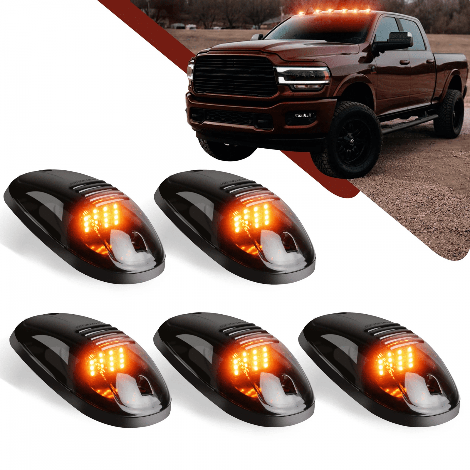 No Drill Cab Lights, Solar Cab Lights for Truck, Wireless Solar Powered