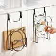 thumbnail image 1 of No Drill Cabinet Door Pot Lid Holder, Wall Mount Iron Pan Lid Cutting Board Rack, Kitchen Hanging Storage Organizer Shelf, 1 of 6