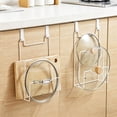 thumbnail image 1 of No Drill Cabinet Door Pot Lid Holder, Wall Mount Iron Pan Lid Cutting Board Rack, Kitchen Hanging Storage Organizer Shelf, 1 of 6