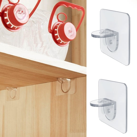 No-Drill Cabinet Fixing Bracket, Clear Self-Adhesive Right Angle Bracket for Shelves Furniture, Heavy Duty Load-Bearing Corner Brace, PVC Non-Marking Adhesive Bracket, Home Improvement Shelf Support