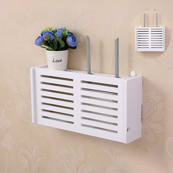 No Drill Cable Router Storage Box Shelf Wall Hangings Bracket Cable Organizer