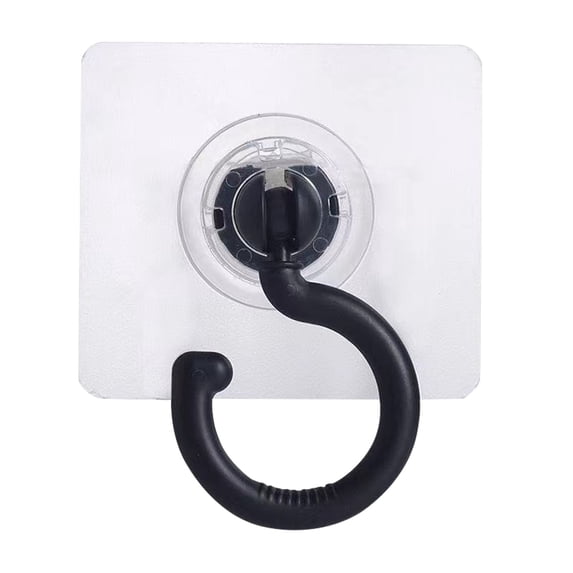 No-Drill Ceiling Hooks, 360° Rotating Adhesive Hooks for Hanging Plants, Curtains, and Decorations, Multipurpose Self Sticker Hook Hanger for Small Plant and Household Items, 1Pc(Black,2.7x2.7")