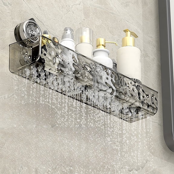 No-Drill Clear Wall Caddy Light Luxury Style Glacier Pattern Suction Cup Shelf Drill-Free Removable Multifunctional Rectangle Storage Bathroom Fathers Day Gifts Graduation Decorations Class of 2024