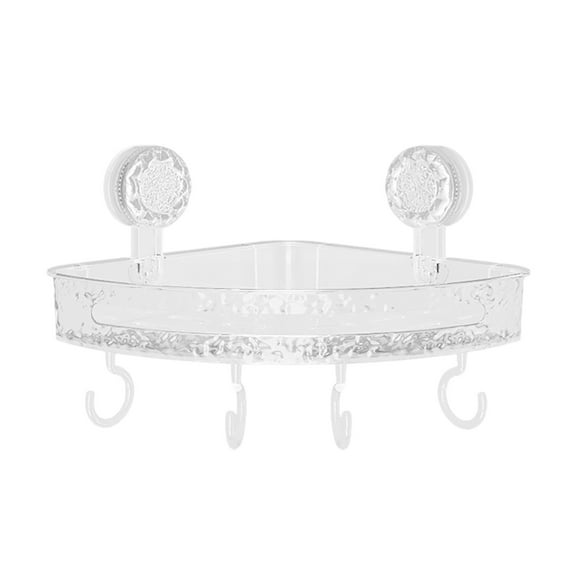 No-Drill Clear Wall Caddy - Strong Suction Cup Bathroom Shelf for Storage, Drill-Free Removable Corner Shelf, Light Glacier Pattern Design