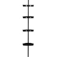 thumbnail image 1 of No-Drill Corner Shower Caddy Tension Pole, Rust-Resistant Bathroom Storage Organizer with 4-Tier Adjustable Shelves & Rubber Pad, 101.6''- 122'' Height, Black, 1 of 8