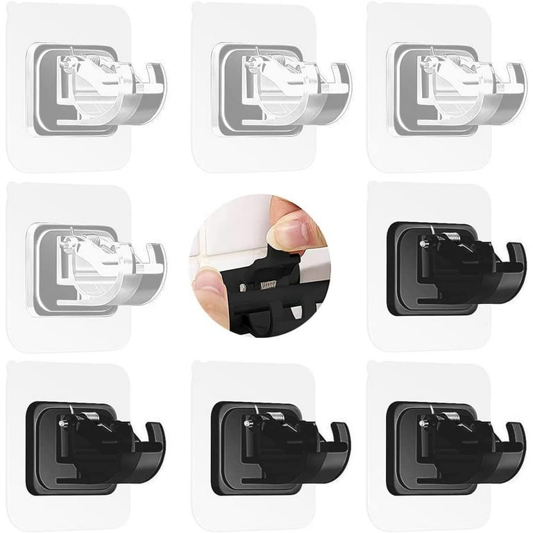 8PCS Curtain Rods No Drill Curtain Rod Brackets Hooks Stick Transparent  Hook Holders for Home Bathroom and Hotel Use