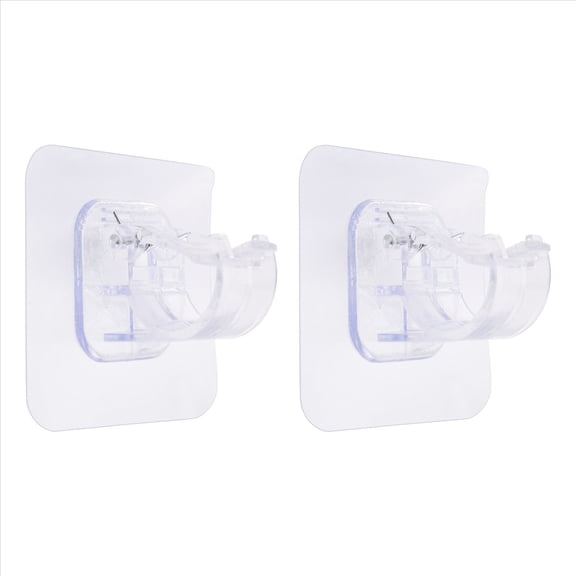 No Drill Curtain Rod Brackets Set, 2-Piece Adjustable Adhesive Curtain Rod Holders