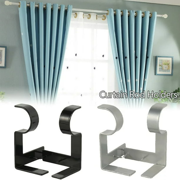No Drill Curtain Rod Brackets,Window Drapes Curtain Rod Holder,FulanDe